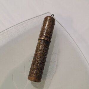 Whimsical Gold Colored  Manicure Case and 2 Pieces 1930s
